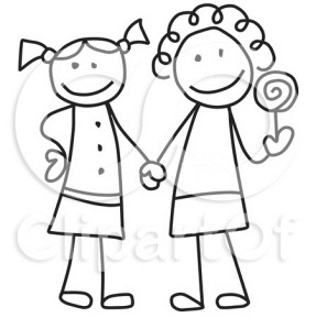 1106507-Clipart-Black-And-White-Stick-Drawing-Of-Two-Best-Friend-Girls-Holding-Hands-And-A-Loli-Pop-Royalty-Free-Vector-Illustration